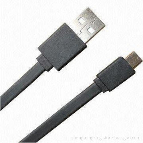 USB A to Micro USB B Flat Data Cable for Smartphone, MP3 Player